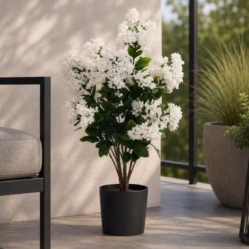 Planta decorativa de lila artificial Mendler en color blanco, Al x An x P: 64 x 35 x 35 cm
