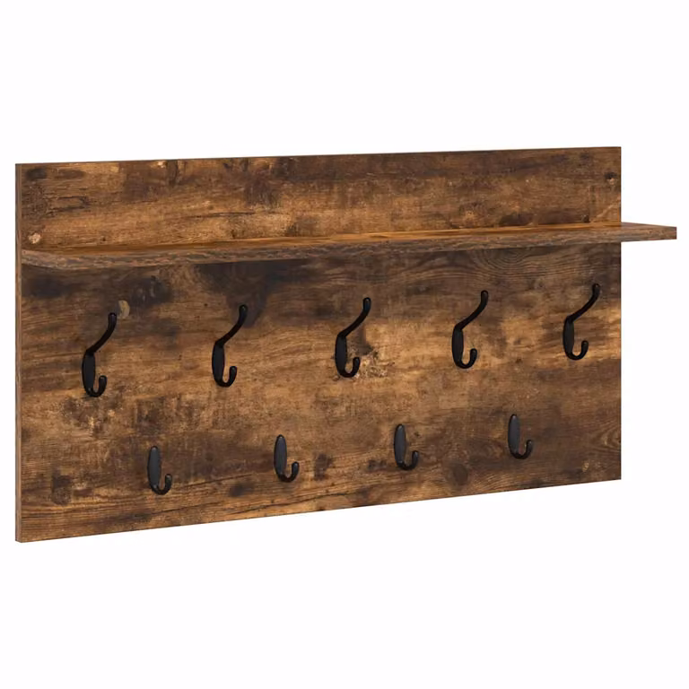 Perchero de pared minimalista vidaXL en madera de roble ahumado color marrón mate para pasillos