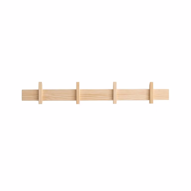 Perchero de pared Naan Furniture de madera de pino lacada en color marrón y beige para pasillos o dormitorios, Ancho: 80 cm