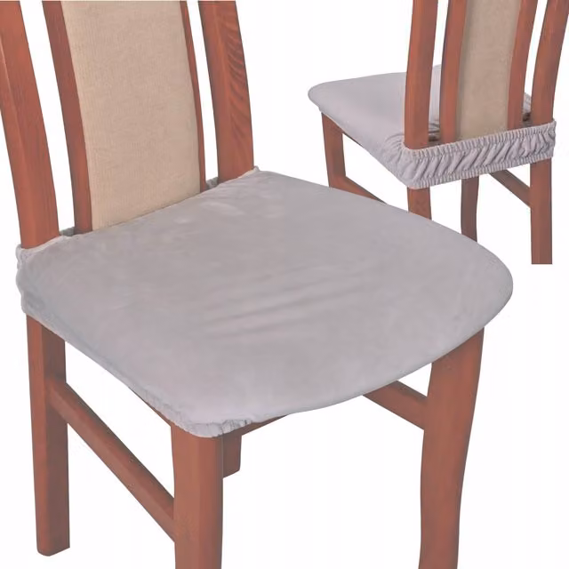 Funda para silla Tess de terciopelo elástico en color gris claro