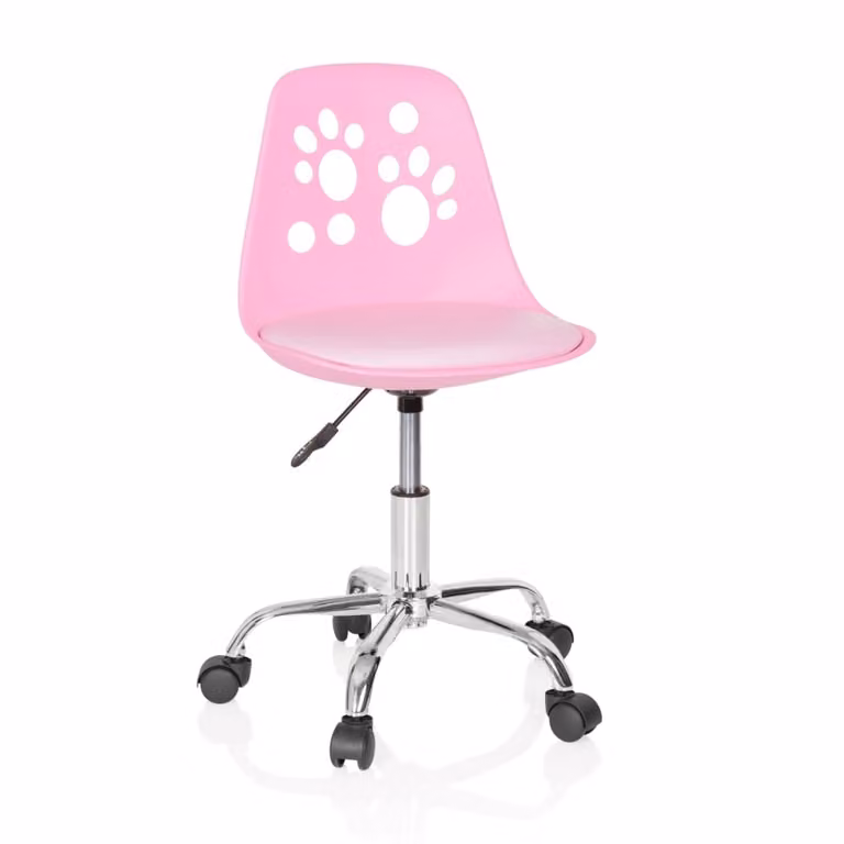 Silla giratoria para niños hjh office en piel sintética rosa con ruedas