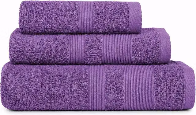 Pack de toallas de algodón suave y sábana de Donegal Collections en color malva