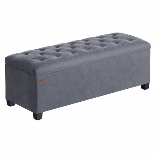 Banco de almacenaje SONGMICS con acabado en terciopelo, diseño moderno y rectangular, An/P/Al: 110 x 40 x 40 cm