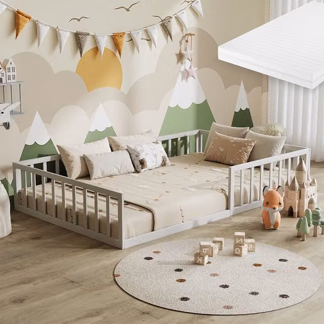 Cama infantil Minno Vitalispa con colchón en color blanco, An/P/Al: 120 x 200 x 37 cm