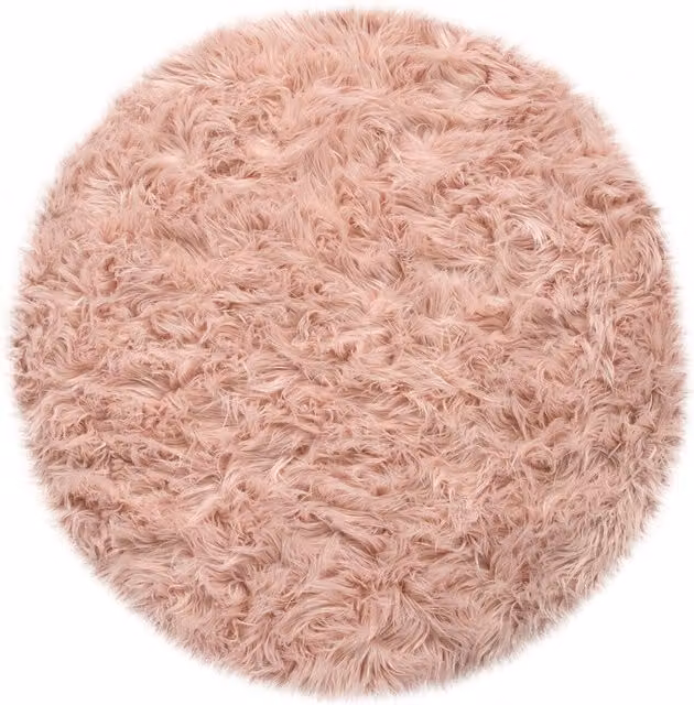 Alfombra de pelo largo Playara rosa redonda de 60 cm