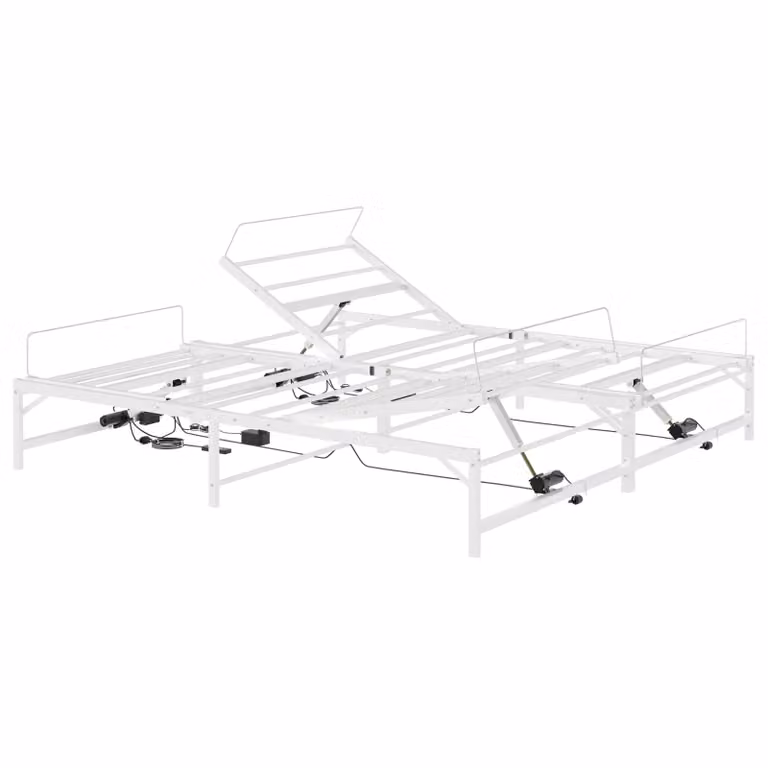 Estructura de cama eléctrica ajustable vidaXL en color blanco y metal de 90 x 213 cm