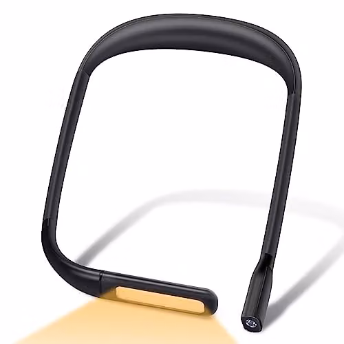 Lámpara de lectura LED Alyvisun recargable con cuello flexible y 3 colores de luz, color negro