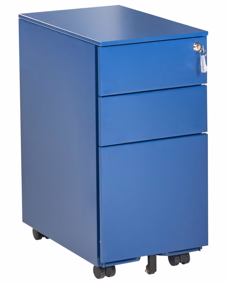 Mueble de oficina Beliani de metal azul con puertas y cerradura para tu hogar