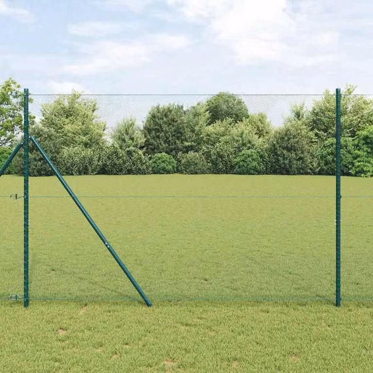 Valla de malla hexagonal Syfax verde de acero y PVC para fijación al suelo de 10 x 1,6 m