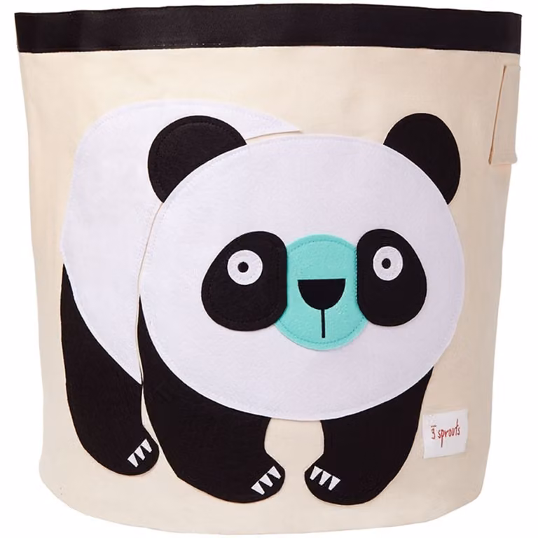 Bolsa de tela para juguetes con diseño de bulldog de 3 Sprouts en color negro con asas para niños