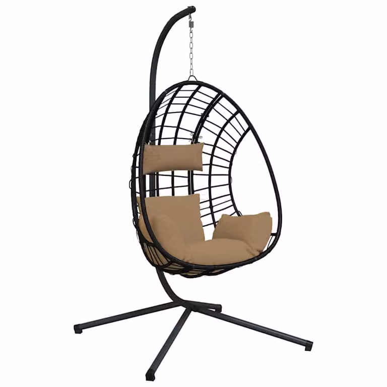 Silla colgante huevo vidaXL con soporte de acero y tela gris taupe