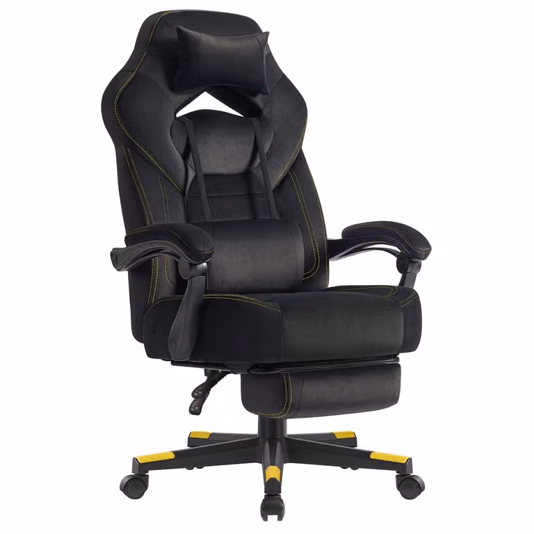 Silla gaming Songmics de diseño deportivo en color negro con reposacabezas y reposabrazos para adultos