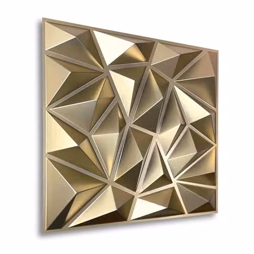 Paneles de pared 3D Eurodeco de PVC en color oro champán, pack de 12 unidades, An/An/Al: 50 x 50 x 50 cm