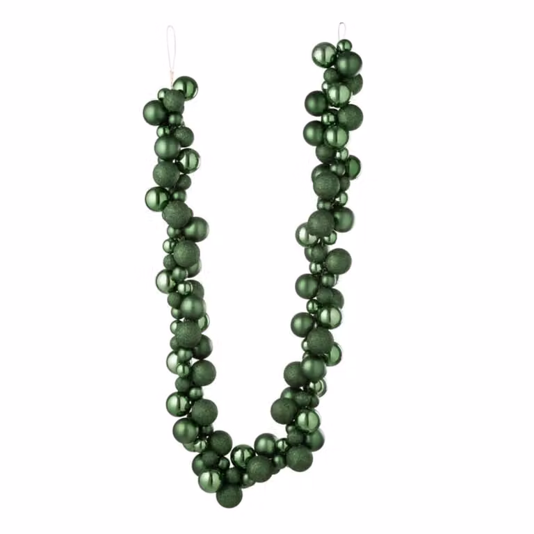 Guirnalda navideña J-line de plástico verde con adornos geométricos, An/P/Al: 160 x 10 x 10 cm