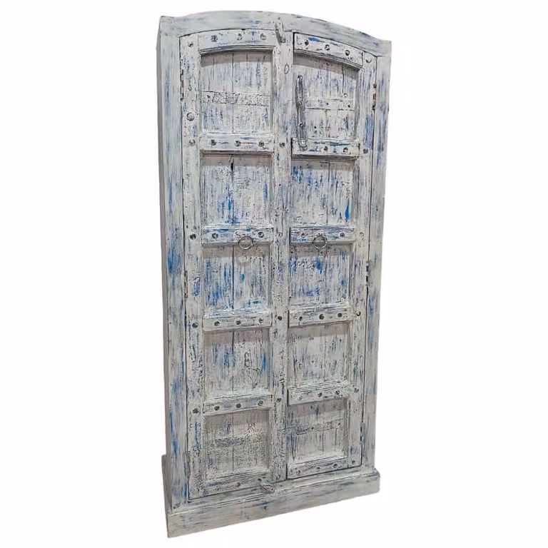 Armario de madera Wanderlust deco azul con acabado artesanal An/P/Al: 96 x 42 x 206 cm