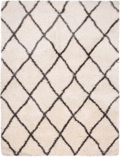 Alfombra de pelo largo Mahara beige de 60 x 90 cm