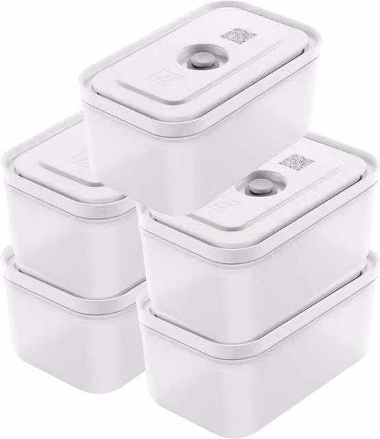 Set de 5 recipientes de vacío ZWILLING de plástico transparente y silicona, tamaño M