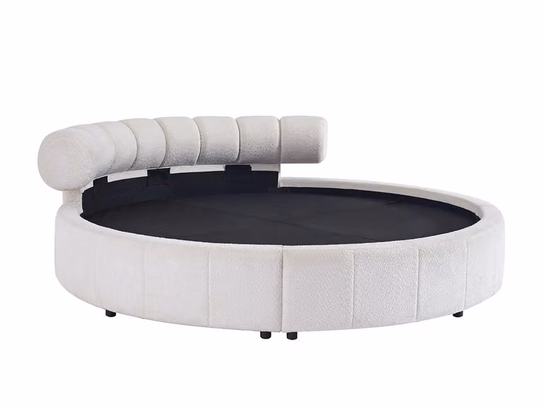 Cama tapizada ROGILA en color blanco con diseño liso y estructura de espuma, An/P/Al: 200 x 220 x 25 cm