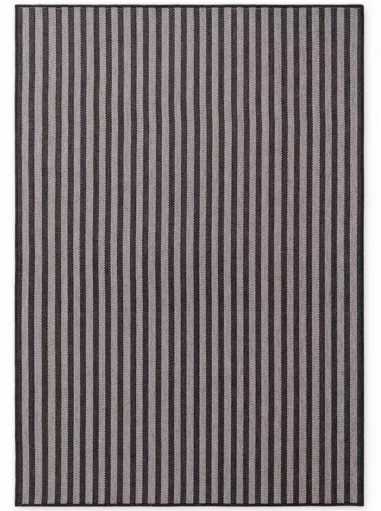 Alfombra de tejido plano Ted Baker Linley con diseño de rayas, reversible y resistente a la intemperie, color blanco y negro, An/P: 120 x 170 cm