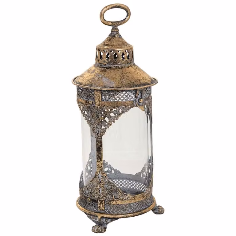 Portavelas de metal dorado con diseño floral vintage Wanderlust deco para mesa