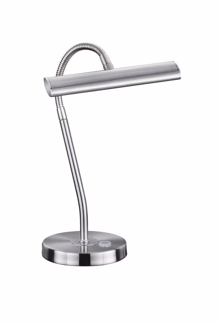 Lámpara de sobremesa LED TRIO Curtis en color plata con regulación táctil de intensidad y acabado metálico moderno