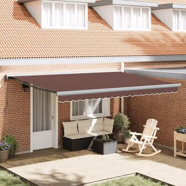 Toldo retráctil automático Maison exclusive de aluminio y poliéster color marrón, An/P: 450 x 300 cm