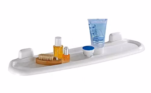 Estantería de pared Wenko Pure en plástico blanco para baño o cocina, An/P/Al: 58 x 5,5 x 14 cm