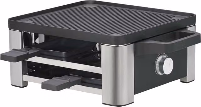WMF Lono Grill eléctrico y Raclette 3 en 1 para 4 personas, color plata y negro