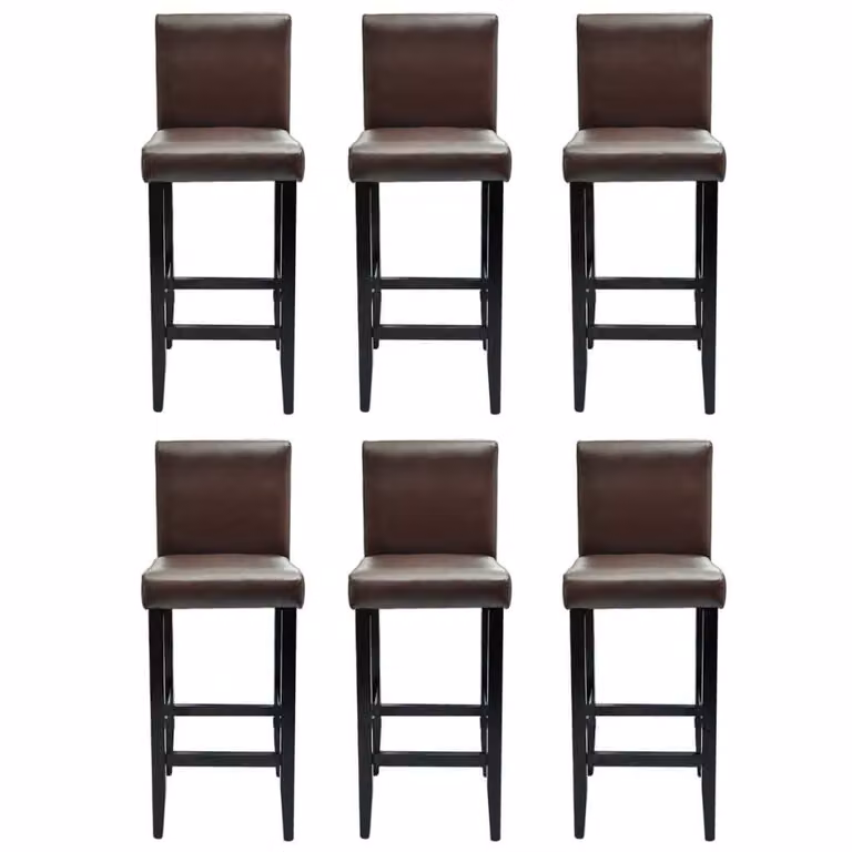Set de 6 taburetes de cocina Syfax en cuero sintético marrón oscuro