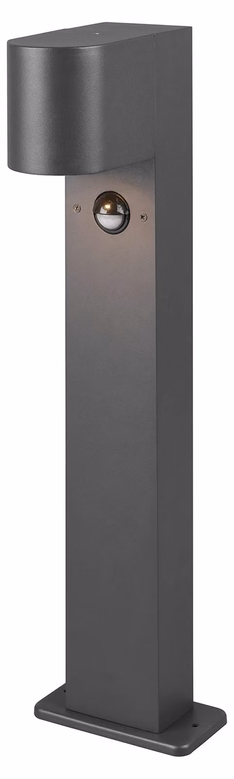 Faro de camino Trio Roya en aluminio gris con sensor de movimiento y temporizador, Altura: 50 cm