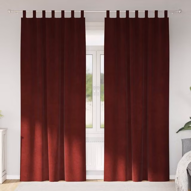 Cortinas opacas de terciopelo vidaXL, 2 unidades, color rojo, An/P/Al: 140 x 225 cm