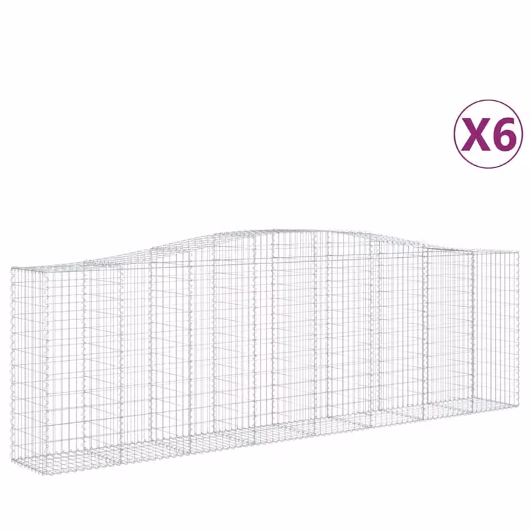 Set de 6 cestas de gaviones Syfax en forma de arco de acero galvanizado color gris, An/P/Al: 400 x 50 x 120/140 cm