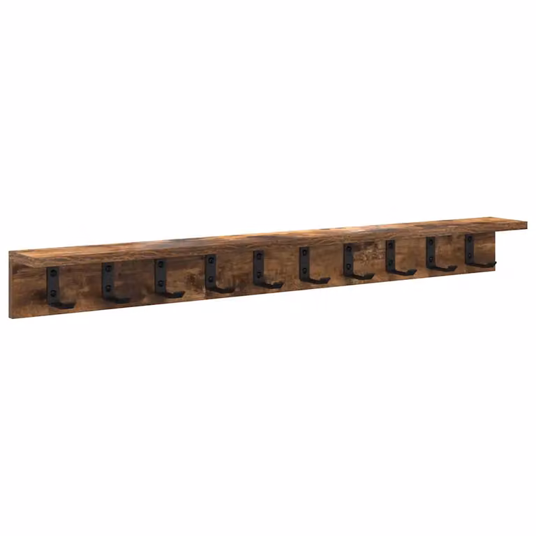Perchero de pared moderno vidaXL en madera de roble ahumado color marrón con ganchos distribuidos