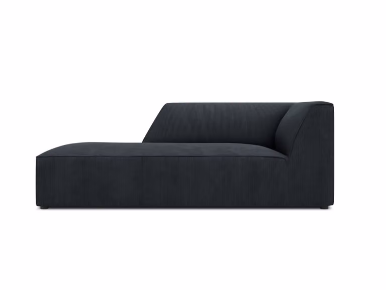 Chaise longue de ángulo izquierdo Micadoni Home en pana negra de estilo moderno