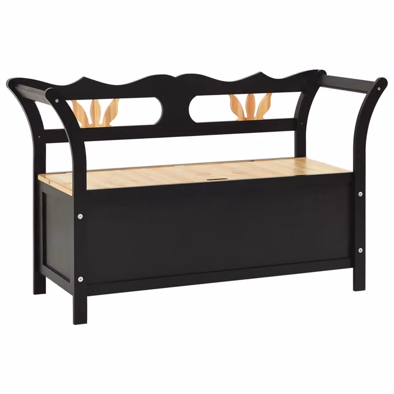 vidaXL Banco de madera maciza de abeto en color negro con reposabrazos An/P/Al: 107 x 45 x 75,5 cm