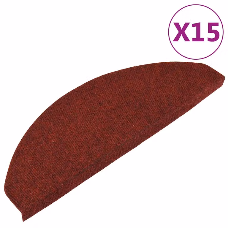 Pack de 15 alfombrillas autoadhesivas para escalera vidaXL, antideslizantes y absorbentes de sonido, color rojo, An/P/Al: 65 x 22,5 x 3,5 cm