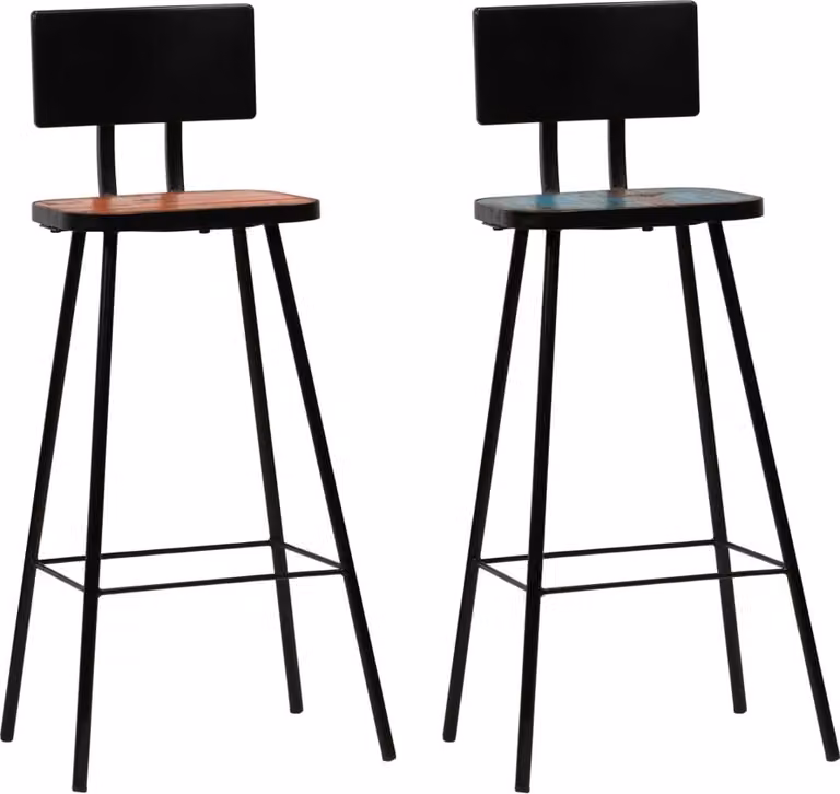 Set de 2 taburetes de cocina Syfax de estilo industrial en madera reciclada y metal color marrón multicolor