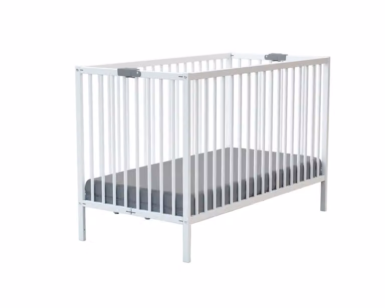 Cuna plegable Webaby de madera de haya lacada en color blanco para bebés An/P/Al: 120 x 60 x 64,5 cm