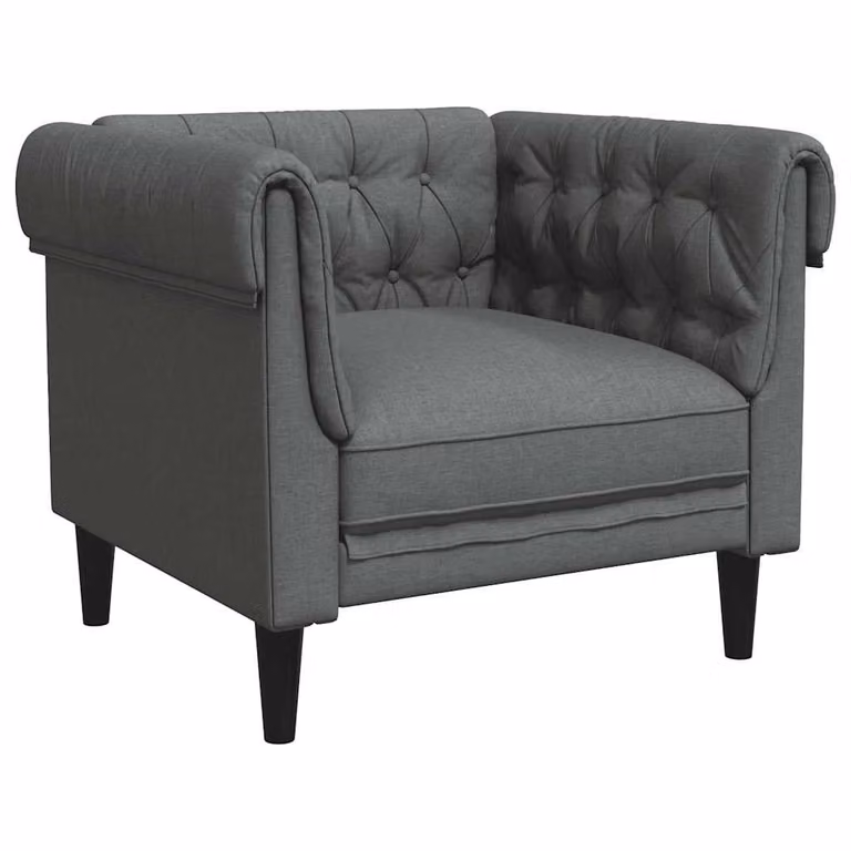 Sillón Chesterfield de tela gris oscuro vidaXL