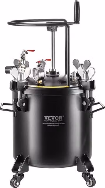 Sistema de pulverización de pintura a presión VEVOR de 20 l con acero inoxidable y ruedas, color negro