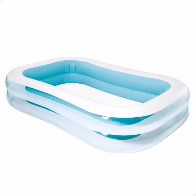 Piscina hinchable rectangular Intex para adultos en color azul con válvula de desagüe