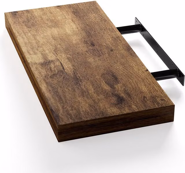 Estante flotante NORTHIX de roble en color marrón, diseño moderno de pared con acabado mate y capacidad de 15 kg, Ancho: 50 cm