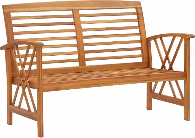 Banco de jardín de madera de acacia SYFAX en color marrón de 119 cm