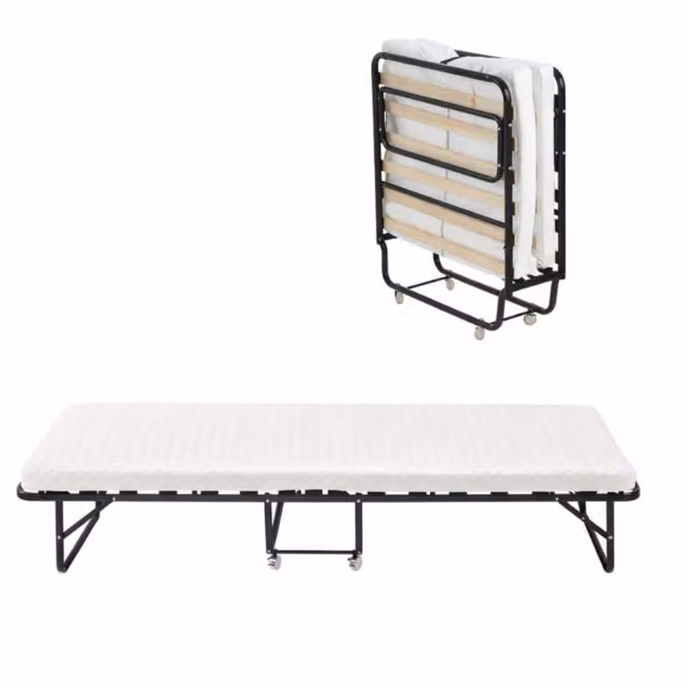 Cama plegable con colchón de espuma Reca Bedding de metal con ruedas An/P/Al: 90 x 200 x 35 cm