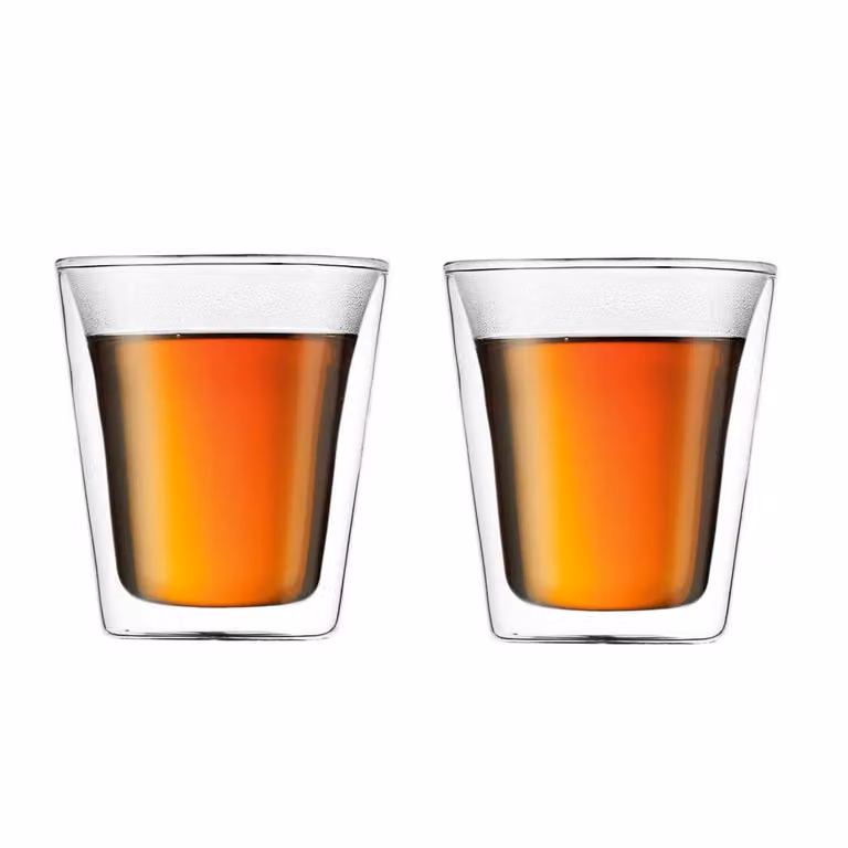 Set de 2 vasos térmicos Bodum Canteen de doble pared en cristal transparente, 0,2 l