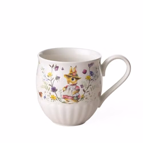 Taza de café Villeroy & Boch Spring Fantasy de porcelana en blanco y verde apta para microondas