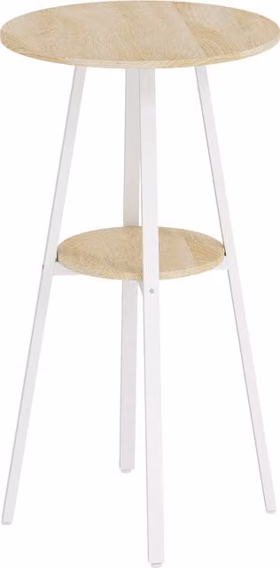 Mesa alta de cocina redonda HOMCOM con estante de almacenamiento, diseño moderno para 2 personas, madera natural y blanco, An/P/Al: 55 x 55 x 95 cm