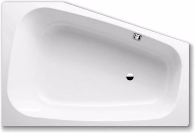 Plato de ducha de esquina Kaldewei Plaza Duo Izquierda en blanco, An/P: 180 x 120 cm, Al: 43 cm