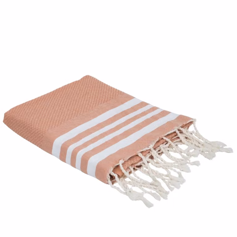 Fouta de algodón con tejido de nido de abeja Febronie en color rosa, An/P: 100 x 200 cm