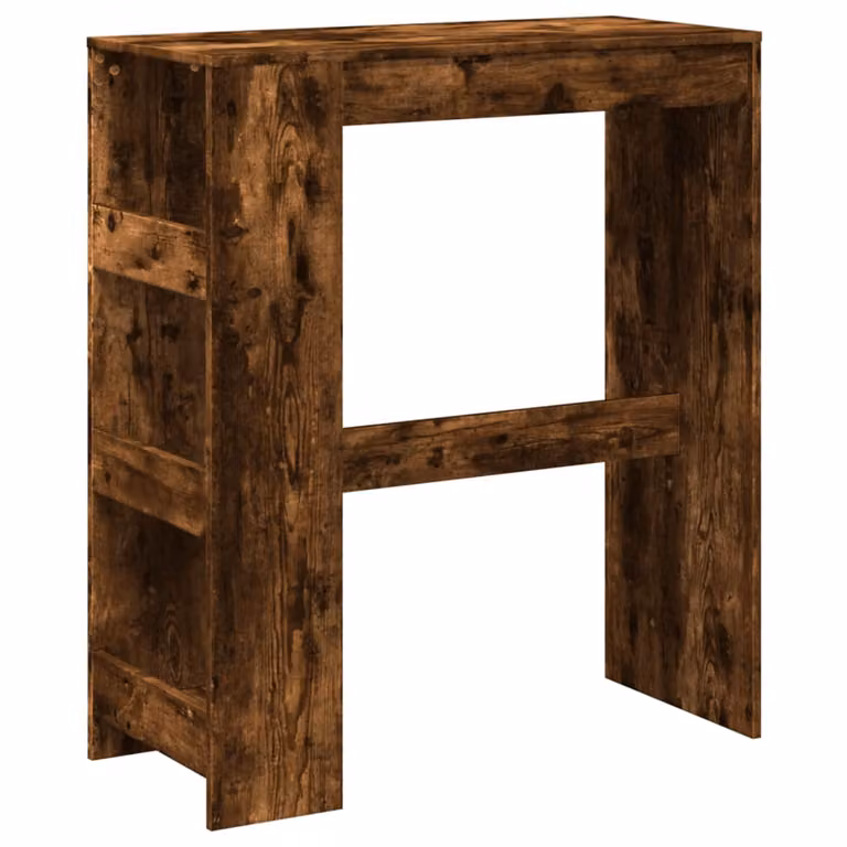 Mesa alta de bar vidaXL con estantes en roble ahumado y estilo industrial, An/P/Al: 90 x 40 x 103,5 cm